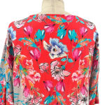 Tolani Pink & Blue Poppy‎ Floral Kimono Poncho Woven Top Size Medium Red Photo 6