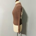 ZARA  Brown Long Sleeves Round High Neck Open Back Rib Adjustable Top Size L Photo 10