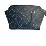 Michael Kors  Selma Black Leather Satchel Bag Diamond Grommet Accents‎ Photo 2