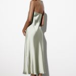 ZARA midi dress satin sleeveless tube olive green wedding party summer Photo 14