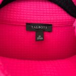 Talbots  Bright Pink Grid Waffle Knit Mock Neck Pullover Sweatshirt Button SizeXS Photo 4