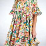 easel Size S (Oversized)  Los Angeles Floral Ruffled Tiered Mini Dress Photo 0