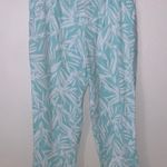 Cathy Daniels Cathy Tropical Print Capri Pants Light Blue and White Pockets Pull On Photo 0