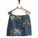 Free People Mini Skirt Size 4 Dark Turquoise Boho Brocade Textured Zip Front Photo 2