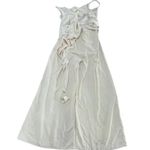 Obando Jumpsuit Womens 12 Cream Satin Wide Leg Tie Waist Formal Party Flowy Photo 3