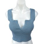 Cotton Candy LA Cotton Candy Blue Sleeveless Ribbed Knit Split Neck Crop Sweater Tank Top Size M Photo 0
