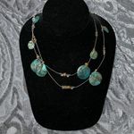 American Vintage Boho Turquoise Multistrand Abalone Shell Illusion Necklace Wire Layered 16-19” Photo 2