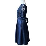 Adrianna Papell Silk and Lace Navy Blue Dress Size 8 Photo 6