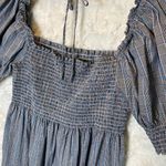 Hill House Athena Nap Dress in Grey Blue Plaid Babydoll Smocked Mini Dress Small Photo 10