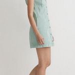 Madewell NWT  Light Green Denim Sleeveless Seamed Mini Dress Dress Size 16 Photo 1