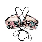 Xhilaration  Black Pink Carnation Flower Bandeau Racerback Bikini Top Size Medium Photo 1