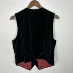 Karen Scott Sport Vest M Black Velvet Plaid Poinsettia Embroidered Christmas Vtg Photo 5