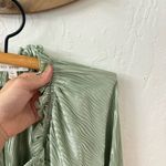 Blu Pepper  Light Green Ruffle Neck Crinkle Pleated Blouse M Photo 1