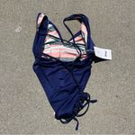 Maaji  Safari Plunge Reversible One-Piece Swimsuit Stripe/Solid, Blue New w/Tag Photo 3