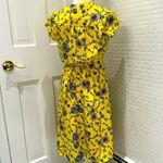 Banana Republic yellow and blue floral crepe wrap midi dress. Lined. Size 8P. Photo 3