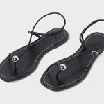 Loeffler Randall  Lara Sandals in Black 9 with box Womens Leather Flats Photo 0