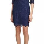Kensie Lace Sheath Dress Navy Women’s Sz 4 Photo 0