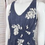 Westport  Floral Embroidered Crinkle Smocked Waist Maxi Dress Blue Small Photo 4