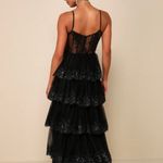 Lulus  Alluring sensation Black Tulle Embroidered Tiered Maxi Dress  Photo 1
