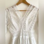 None Vintage 70s Prairie Lace Maxi Dress Flare Bell Sleeve Sheer Western Wedding Photo 1