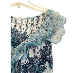 Poupette St. Barth Sleeveless Romper Size Medium Sheer Ruffle Blue Green Coverup Photo 4