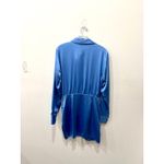 ZARA NWT  Satin Draped Neck Collar Wrap Mini Dress Light Blue Women's Size Medium Photo 3