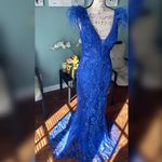 Blue Feather Prom Dress Sparkly Portia And Scarlett Size 8 Photo 1