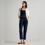 Quince NWT Women's Navy Blue 100% European Linen Tapered Ankle Pants Sz S Photo 3