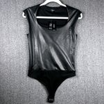 EXPRESS NEW  Black Vegan Leather Sleeveless Bodysuit Capsule Piece Size Small NWT Photo 2