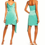 Saylor  Mykonos Cowl Neck Satin Dress Blue Green Size XL Photo 7