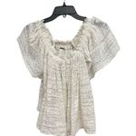 Free People Medium Thrills & Frills Off The Shoulder Angel Wing Top Ivory #GH2-1 Photo 2