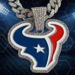 NFL Houston Texans 20 Inch Necklace Pendant Cuban Chain Link Football Jewelry Photo 0
