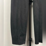 ZARA ‎ Basic Black Faux Suede Tapered Ankle Zip Mid Rise Elastic Waist Leggings Photo 2