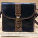 Brahmin Vintage 80’s Black/Brown Croc Leather Crossbody Bag Photo 6