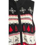 Christopher & Banks VTG. Christmas Reindeer,Snowflake Zipper front Vest. Size L. Photo 3