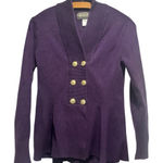 Delta  Airline Zac Posen Passport Plum Gold Button Sweater Cardigan Size Small 68 Photo 0