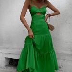 SheIn Green Twist Front Cut Out Ruffle Hem Maxi Cami Dress Photo 8
