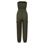 SheIn Strapless Jumpsuit With Gathered Waist And Ankle Cuffs in Green, Size M​​ Photo 1