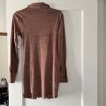 Isalis  Brown French Terry Collared Button Down Long Sleeve Ruched Mini Dress NWT Photo 4