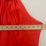 THEIA Coral Draped Halter Jeweled Neckline Lightweight Crepe Gown Ruched Size 12 Orange Photo 11