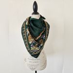 Green Yellow Lilac Damask Print Wool Neck Scarf Wrap Photo 2