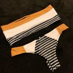 Zaful Striped Bandeau and Thong Bikini Set Photo 0