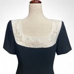 Liz Claiborne Vintage Night Black Ivory Beaded Embroidered Collar Formal Dress 6 Photo 1