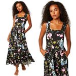 MISA Los Angeles MISA • Anthropologie Aurelia Flouncy Floral Midi Dress maxi black floral linen Photo 6