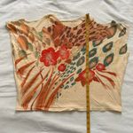 90s euro vintage unique printed cut out sleeve shoulder tee Size small Orange Photo 4