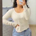 Amazon Cream Ribbed Long Sleeve Top Photo 0