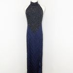 Laurence Kazar Vintage Lawrence Kazar Beaded Gown Women’s Small Navy Silk Mermaid Vibes Photo 2