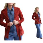 Arden B  Y2K Vintage‎ Suede Jacket Women's Medium Rust Belted Leather Fit & Flare Photo 1