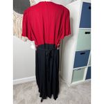 Vtg 80s Women's Red Black Tapestry Trim Button Long Maxi Dress 28 Holiday NWT Photo 2