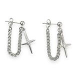 Star Dangle Drop Earrings for Men Women Streetwear Punk Hip Hop Unisex Style Silver Photo 0